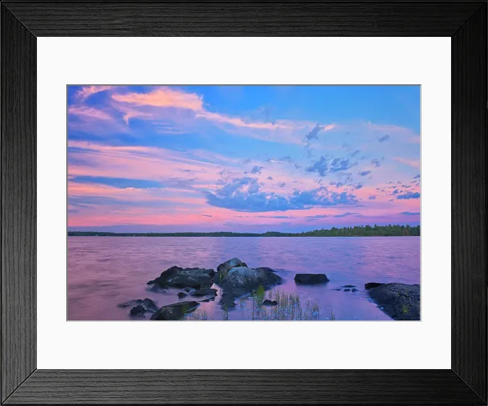 Framed Print : Clouds at dusk on Lake of the Woods Sioux Narrows Provincial PArk, Ontario, Canada