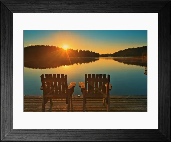Framed Print : Muskoka chairs on Snake Island Lake (Cassels Lake) at sunrise Temagami, Ontario, Canada Framed Print : Muskoka chairs on Snake Island Lake (Cassels Lake) at sunrise Temagami, Ontario, Canada