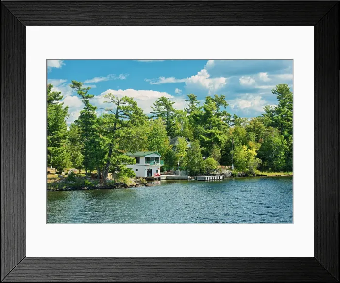 Framed Print : Cotttage and boathouse on Lake of the Woods Kenora, Ontario, Canada Framed Print : Cotttage and boathouse on Lake of the Woods Kenora, Ontario, Canada
