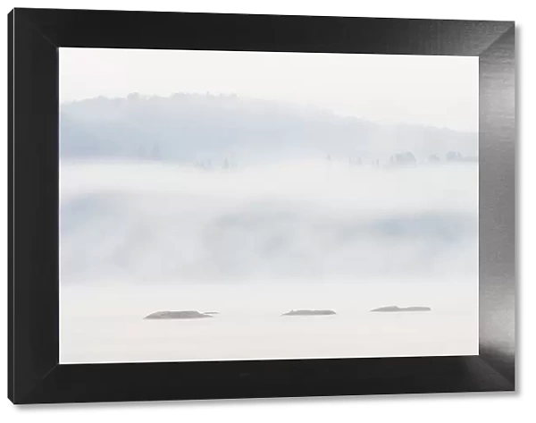 Fog on Lake of Two Rivers Algonquin Provincial Park, Ontario, Canada