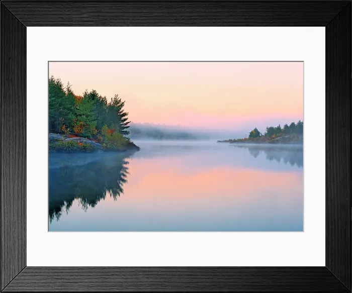 Framed Print : Morning fog at dawn on Lake Laurentian. Autumn. Lake Laurentian Conservation Area. Sudbury, Ontario, Canada Framed Print : Morning fog at dawn on Lake Laurentian. Autumn. Lake Laurentian Conservation Area. Sudbury, Ontario, Canada