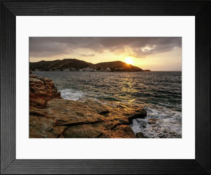 Framed Print : Sunset over Bay, North Kea Island, Greece Framed Print : Sunset over Bay, North Kea Island, Greece