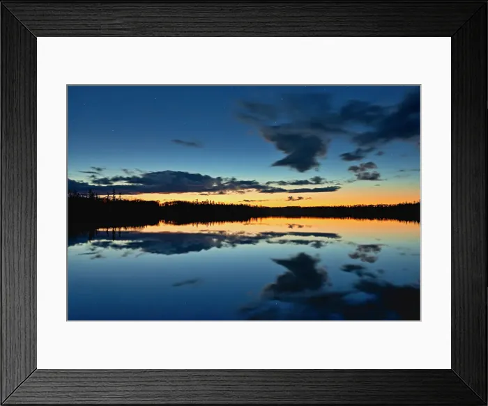Framed Print : Dusk light on Klotz Lake Klotz Lake near Longlac, Ontario, Canada
