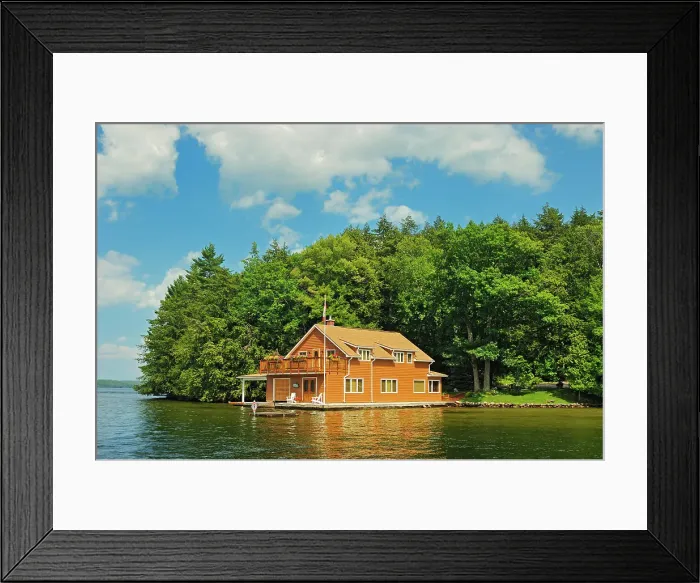 Framed Print : Cottage on Lake Muskoka. Muskoka Country, Ontario, Canada Framed Print : Cottage on Lake Muskoka. Muskoka Country, Ontario, Canada