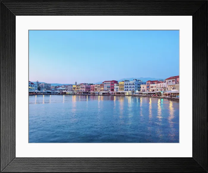 Framed Print : Old town waterfront at dawn, City of Chania, Crete, Greece Framed Print : Old town waterfront at dawn, City of Chania, Crete, Greece