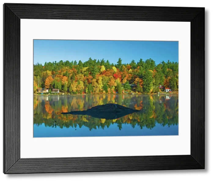 Framed Print : autumn colors on Tyson Lake with cottages Killarney District, Ontario, Canada Framed Print : autumn colors on Tyson Lake with cottages Killarney District, Ontario, Canada