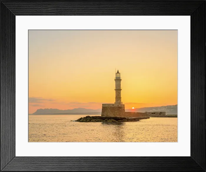 Framed Print : Venetian Lighthouse at sunrise, City of Chania, Crete, Greece Framed Print : Venetian Lighthouse at sunrise, City of Chania, Crete, Greece