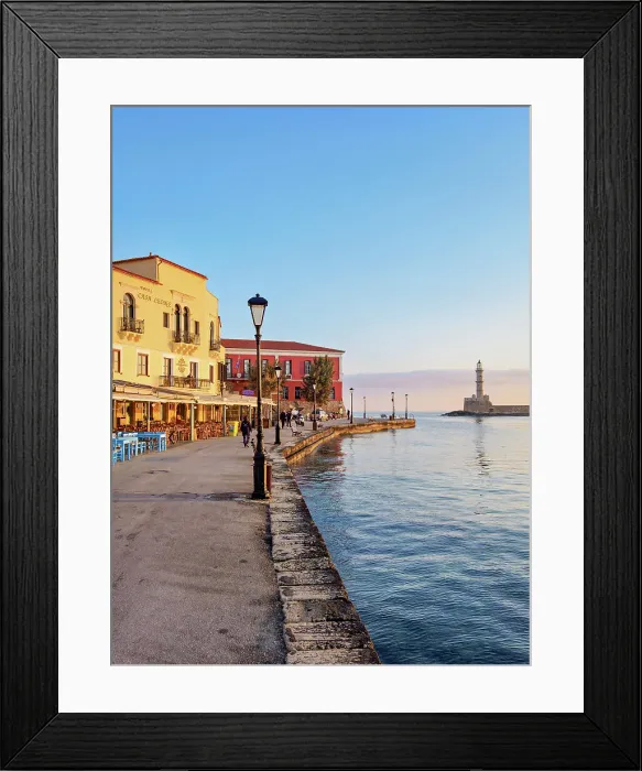 Framed Print : Old Town Waterfront at sunrise, City of Chania, Crete, Greece Framed Print : Old Town Waterfront at sunrise, City of Chania, Crete, Greece