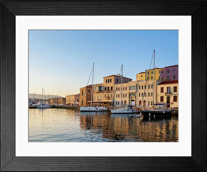 Framed Print : Old Town Waterfront at sunrise, City of Chania, Crete, Greece Framed Print : Old Town Waterfront at sunrise, City of Chania, Crete, Greece