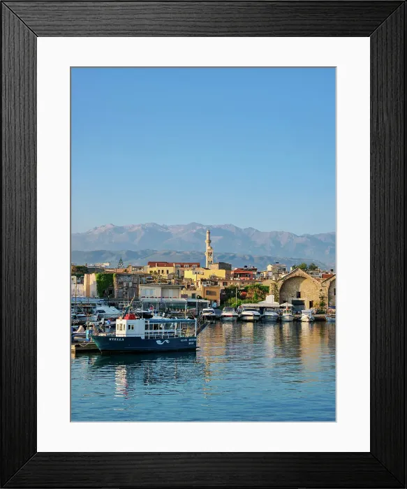 Framed Print : Venetian Shipyards and Old Town Marina at sunrise, City of Chania, Crete, Greece Framed Print : Venetian Shipyards and Old Town Marina at sunrise, City of Chania, Crete, Greece