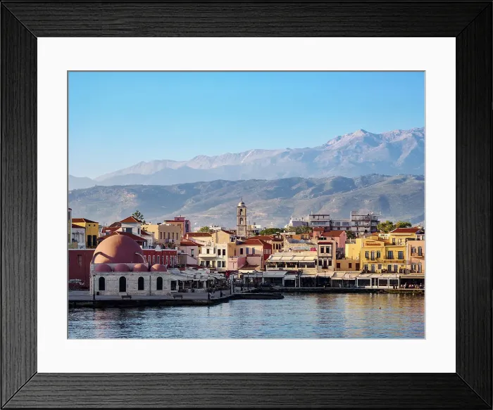 Framed Print : Kucuk Hasan Mosque and Old Town Waterfront, City of Chania, Crete, Greece Framed Print : Kucuk Hasan Mosque and Old Town Waterfront, City of Chania, Crete, Greece