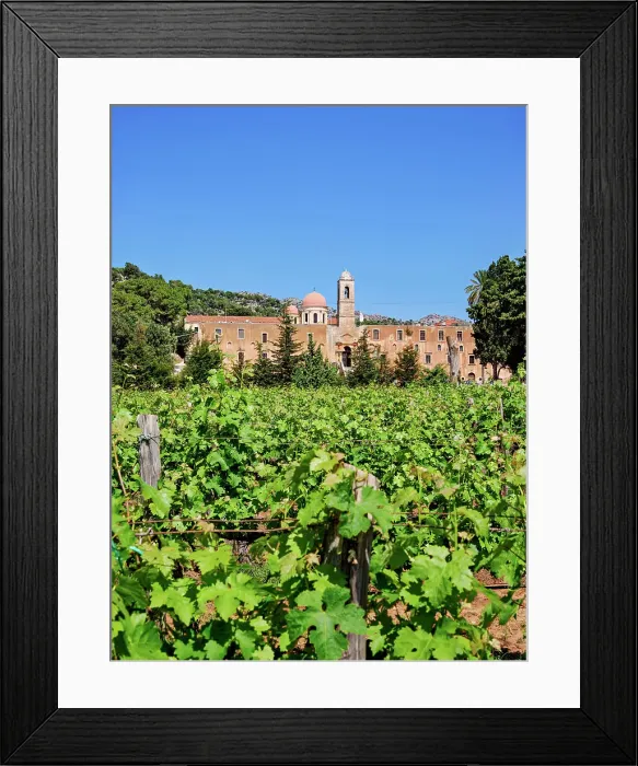 Framed Print : Agia Triada Monastery Vineyard, Akrotiri Peninsula, Chania Region, Crete, Greece Framed Print : Agia Triada Monastery Vineyard, Akrotiri Peninsula, Chania Region, Crete, Greece
