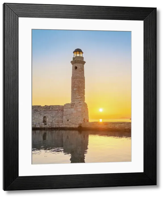 Framed Print : Lighthouse at the Old Venetian Port at sunrise, City of Rethymno, Rethymno Region, Crete, Greece Framed Print : Lighthouse at the Old Venetian Port at sunrise, City of Rethymno, Rethymno Region, Crete, Greece