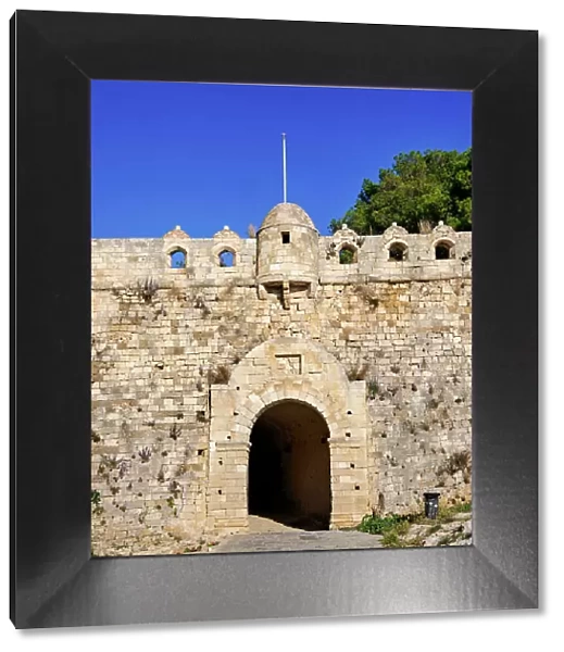 Main Gate to the Venetian Fortezza Castle, City of Rethymno, Rethymno Region, Crete, Greece