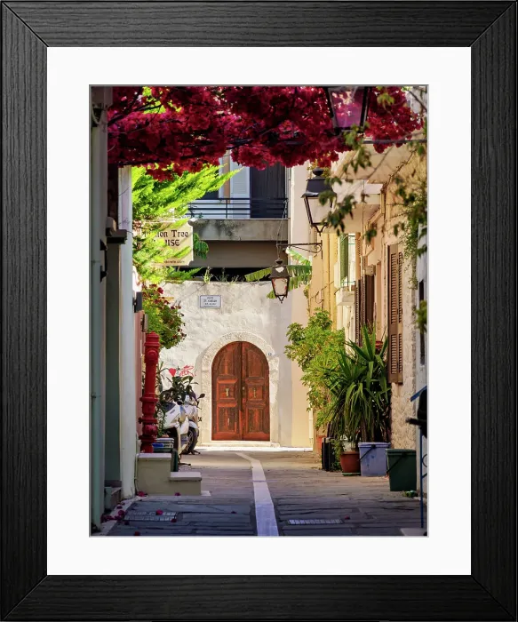 Framed Print : Street of the Old Town, City of Rethymno, Rethymno Region, Crete, Greece
