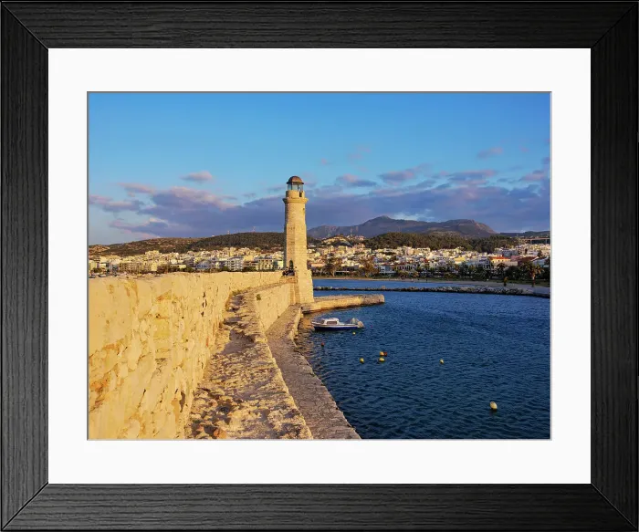 Framed Print : Lighthouse at the Old Venetian Port, sunset, City of Rethymno, Rethymno Region, Crete, Greece Framed Print : Lighthouse at the Old Venetian Port, sunset, City of Rethymno, Rethymno Region, Crete, Greece
