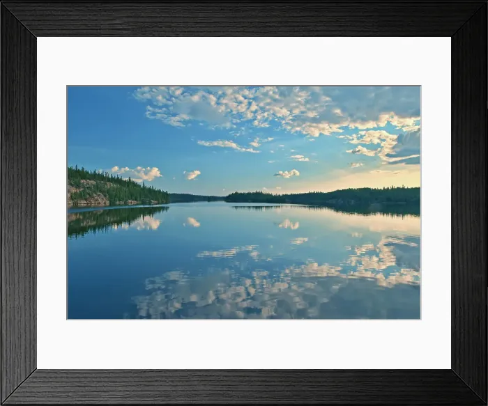 Framed Print : Clouds reflected in White Lake Flin Flon, Manitoba, Canada Framed Print : Clouds reflected in White Lake Flin Flon, Manitoba, Canada