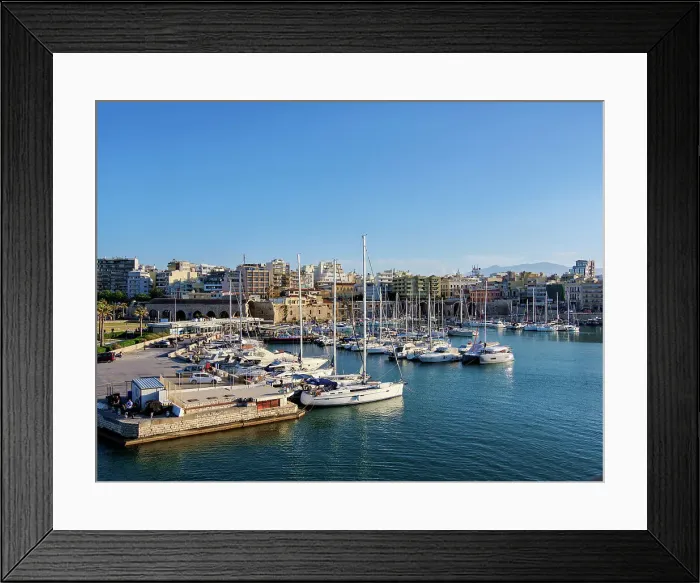 Framed Print : Old Venetian Port, elevated view, City of Heraklion, Crete, Greece Framed Print : Old Venetian Port, elevated view, City of Heraklion, Crete, Greece