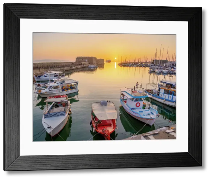 Framed Print : Old Venetian Port and The Koules Fortress at sunrise, City of Heraklion, Crete, Greece Framed Print : Old Venetian Port and The Koules Fortress at sunrise, City of Heraklion, Crete, Greece