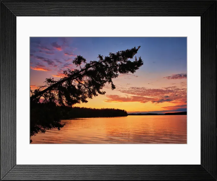 Framed Print : Paint Lake. Sunset. Paint Lake Provincial Park, Manitoba, Canada