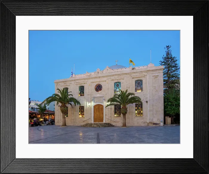 Framed Print : The Basilica of St Titus at dusk, City of Heraklion, Crete, Greece