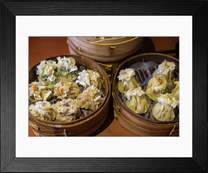 Framed Print : Dumplings in bamboo baskets, Beijing, China Framed Print : Dumplings in bamboo baskets, Beijing, China