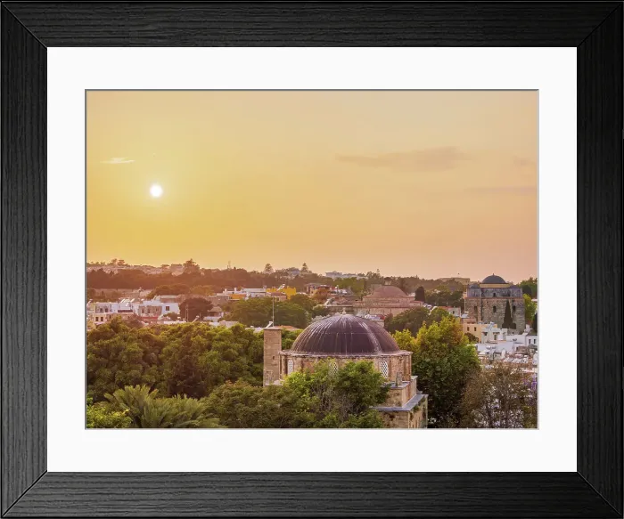 Framed Print : Recep Pasha Mosque and Medieval Old Town at sunset, Rhodes City, Rhodes Island, Dodecanese, Greece Framed Print : Recep Pasha Mosque and Medieval Old Town at sunset, Rhodes City, Rhodes Island, Dodecanese, Greece