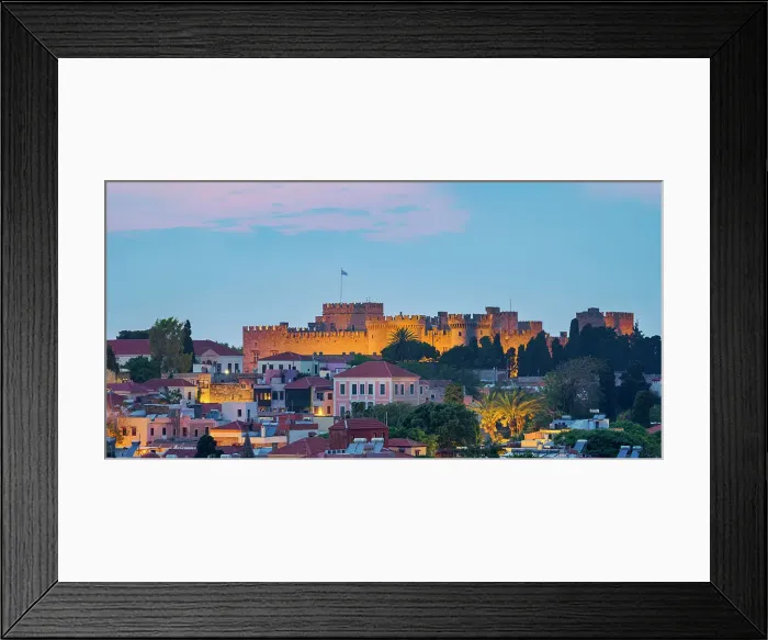 Framed Print : Palace of the Grand Master of the Knights of Rhodes at dusk, Medieval Old Town, Rhodes City, Rhodes Island, Dodecanese, Greece