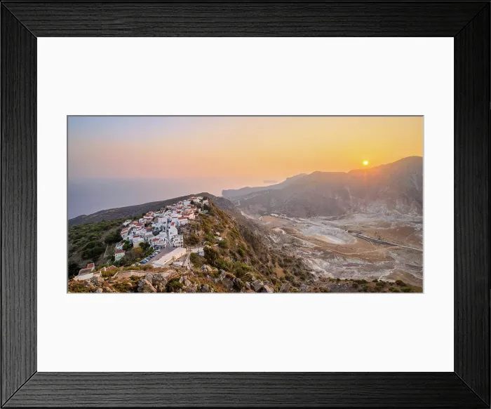 Framed Print : Nikia Village and Stefanos Volcano Crater at sunset, elevated view, Nisyros Island, Dodecanese, Greece Framed Print : Nikia Village and Stefanos Volcano Crater at sunset, elevated view, Nisyros Island, Dodecanese, Greece