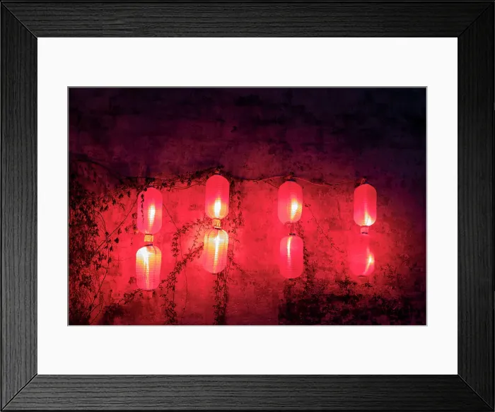 Framed Print : Lanterns on village street, Hongcun, China