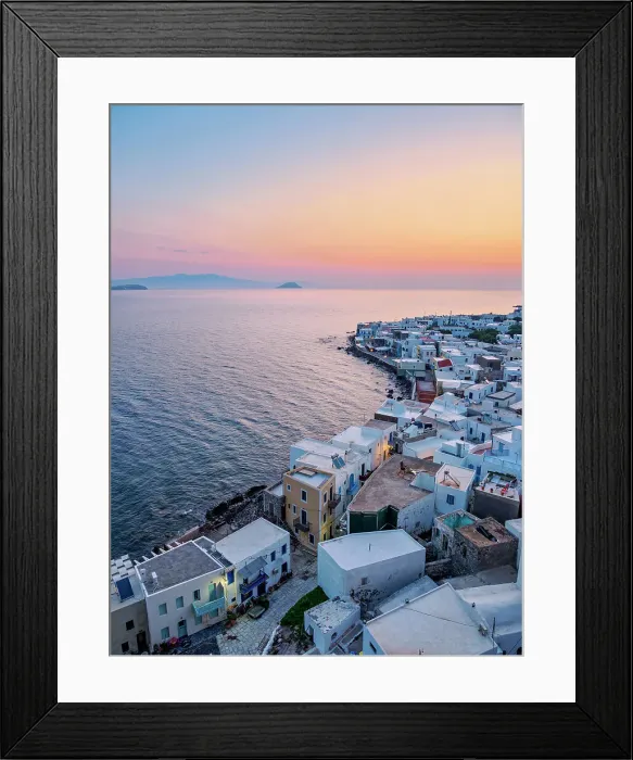 Framed Print : Mandraki Town at dawn, elevated view, Nisyros Island, Dodecanese, Greece Framed Print : Mandraki Town at dawn, elevated view, Nisyros Island, Dodecanese, Greece