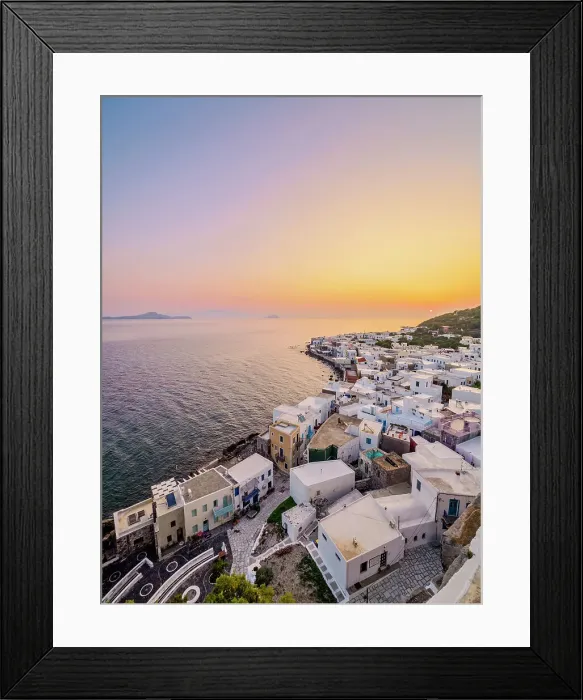 Framed Print : Mandraki Town at sunrise, elevated view, Nisyros Island, Dodecanese, Greece Framed Print : Mandraki Town at sunrise, elevated view, Nisyros Island, Dodecanese, Greece