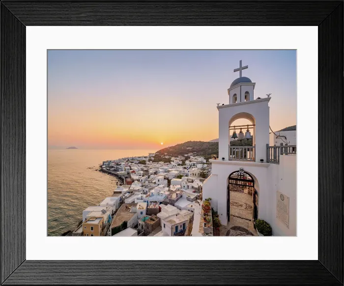 Framed Print : Panagia Spiliani, Blessed Virgin Mary of the Cave Monastery, Bell Tower and Mandraki Town at sunrise, Nisyros Island, Dodecanese, Greece Framed Print : Panagia Spiliani, Blessed Virgin Mary of the Cave Monastery, Bell Tower and Mandraki Town at sunrise, Nisyros Island, Dodecanese, Greece