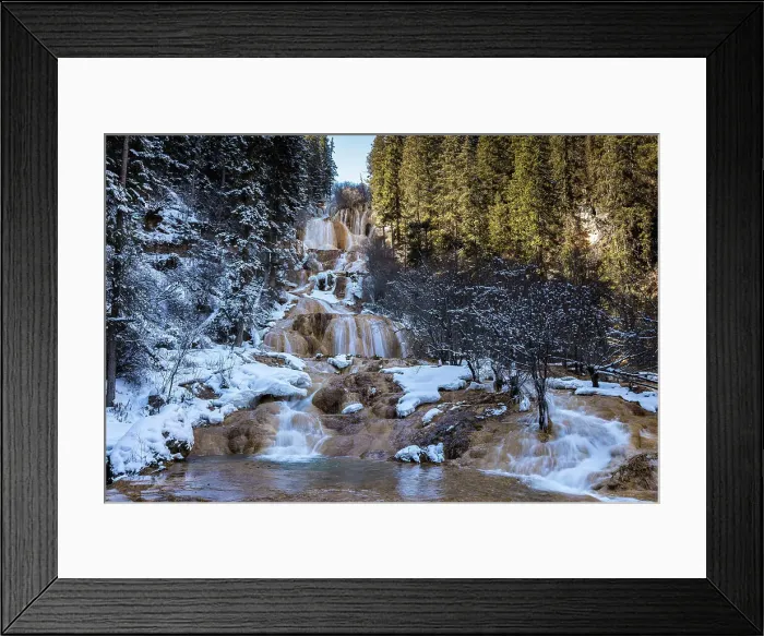 Framed Print : Zhaga Waterfall in Munigou Valley at Huanglong Scenic Spot, Songpan, China Framed Print : Zhaga Waterfall in Munigou Valley at Huanglong Scenic Spot, Songpan, China