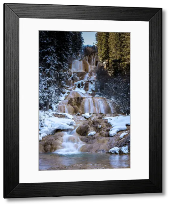 Framed Print : Zhaga Waterfall in Munigou Valley at Huanglong Scenic Spot, Songpan, China Framed Print : Zhaga Waterfall in Munigou Valley at Huanglong Scenic Spot, Songpan, China