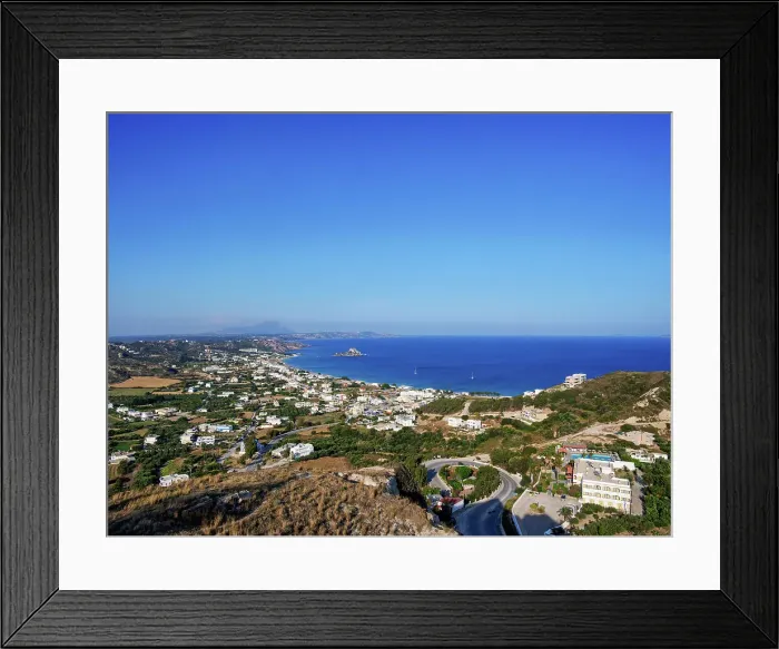 Framed Print : View towards the Kastri Island, Kamari Bay, Kos Island, Dodecanese, Greece