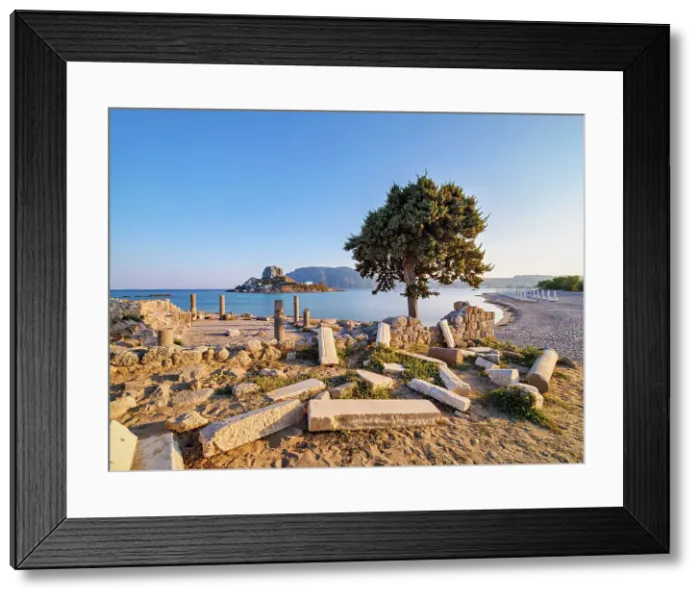 Framed Print : St. Stefanos Basilica Ruins and Kastri Island at sunset, Agios Stefanos Beach, Kos Island, Dodecanese, Greece Framed Print : St. Stefanos Basilica Ruins and Kastri Island at sunset, Agios Stefanos Beach, Kos Island, Dodecanese, Greece
