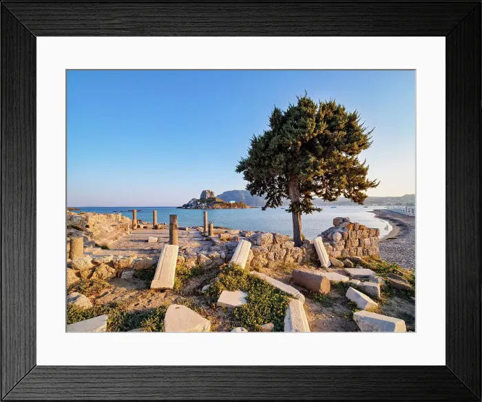 Framed Print : St. Stefanos Basilica Ruins and Kastri Island at sunset, Agios Stefanos Beach, Kos Island, Dodecanese, Greece Framed Print : St. Stefanos Basilica Ruins and Kastri Island at sunset, Agios Stefanos Beach, Kos Island, Dodecanese, Greece
