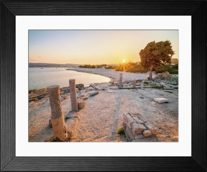Framed Print : St. Stefanos Basilica Ruins at sunset, Agios Stefanos Beach, Kos Island, Dodecanese, Greece