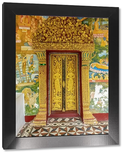 Door of Wat Sensoukharam, Luang Prabang (ancient capital of Laos on the Mekong river), Laos