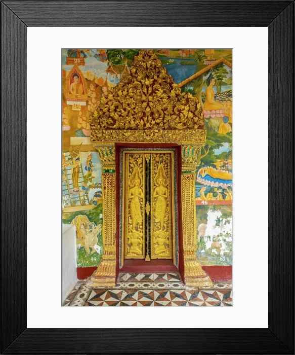 Framed Print : Door of Wat Sensoukharam, Luang Prabang (ancient capital of Laos on the Mekong river), Laos