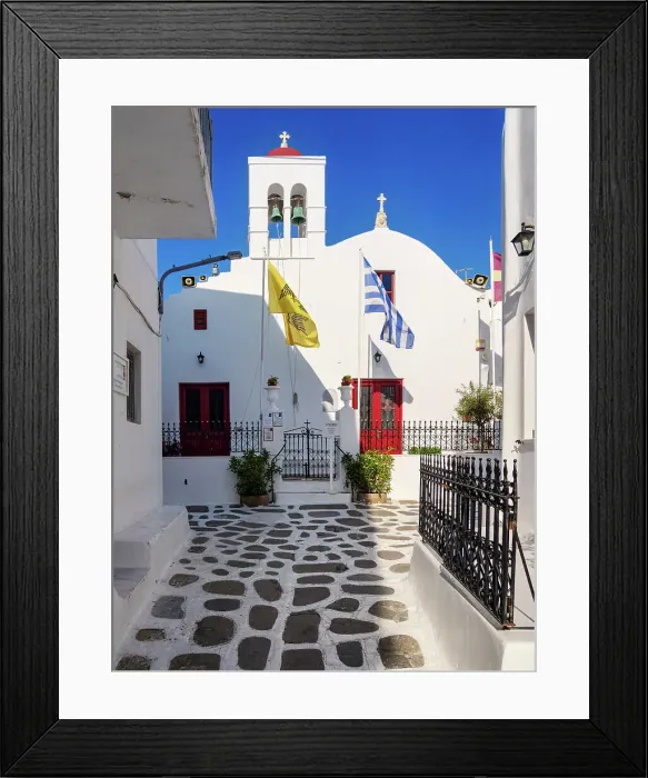 Framed Print : Street of Chora, Mykonos Town, Mykonos Island, Cyclades, Greece Framed Print : Street of Chora, Mykonos Town, Mykonos Island, Cyclades, Greece