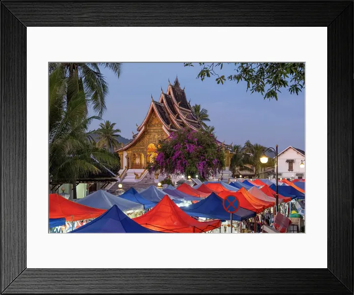 Framed Print : Night Market & Haw Pha Bang temple, Luang Prabang (ancient capital of Laos on the Mekong river), Laos Framed Print : Night Market & Haw Pha Bang temple, Luang Prabang (ancient capital of Laos on the Mekong river), Laos