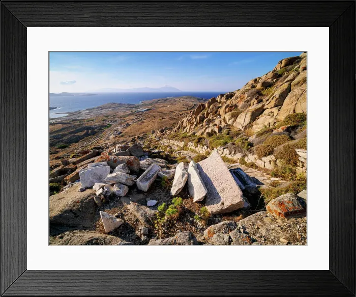 Framed Print : Way down the Delos Archaeological Site, Delos Island, Cyclades, Greece Framed Print : Way down the Delos Archaeological Site, Delos Island, Cyclades, Greece