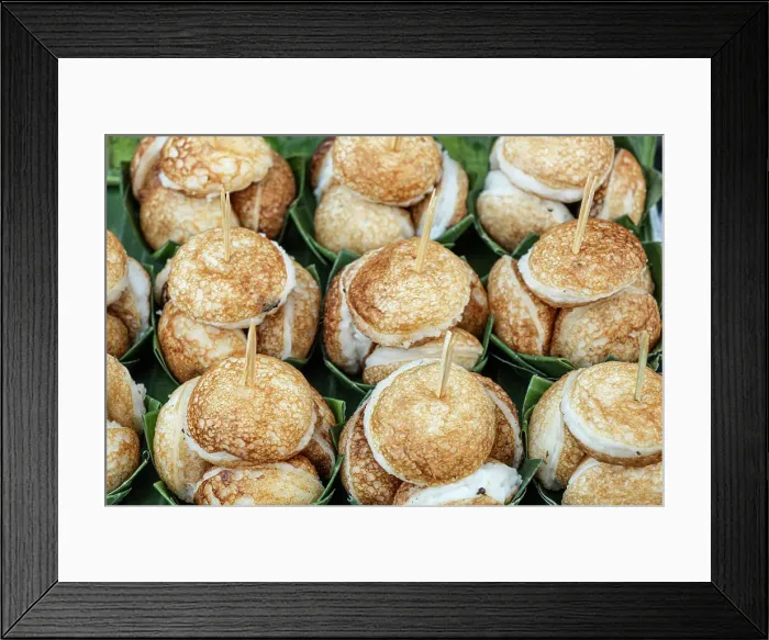 Framed Print : Coconut rice pancakes, Street food, Luang Prabang (ancient capital of Laos on the Mekong river), Laos Framed Print : Coconut rice pancakes, Street food, Luang Prabang (ancient capital of Laos on the Mekong river), Laos