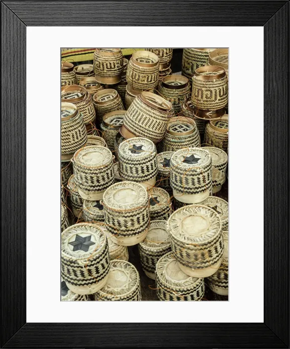 Framed Print : Rice baskets for sale in Luang Prabang (ancient capital of Laos on the Mekong river), Laos Framed Print : Rice baskets for sale in Luang Prabang (ancient capital of Laos on the Mekong river), Laos