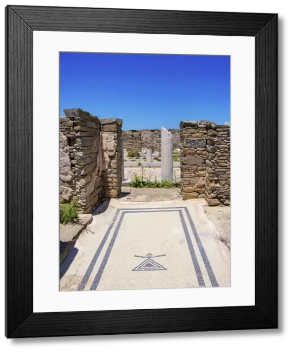 Framed Print : House of the Dolphins, Delos Archaeological Site, Delos Island, Cyclades, Greece