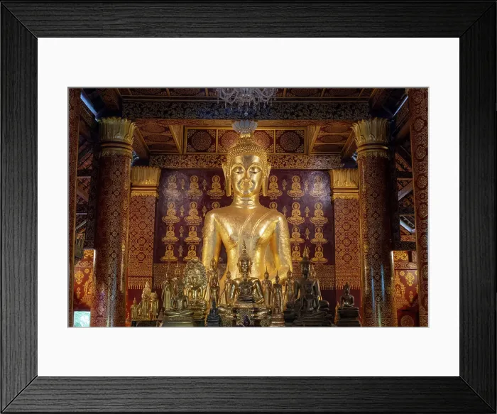 Framed Print : Buddha statues, Wat Xieng Mouane, Luang Prabang (ancient capital of Laos on the Mekong river), Laos