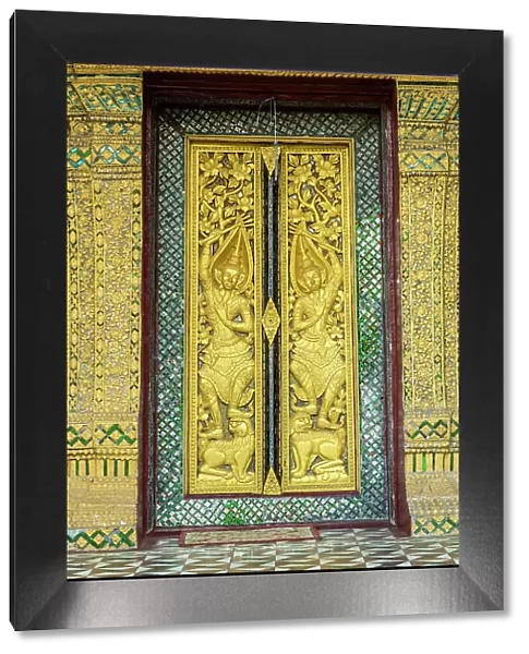 Door of Wat Xieng Mouane, Luang Prabang (ancient capital of Laos on the Mekong river), Laos