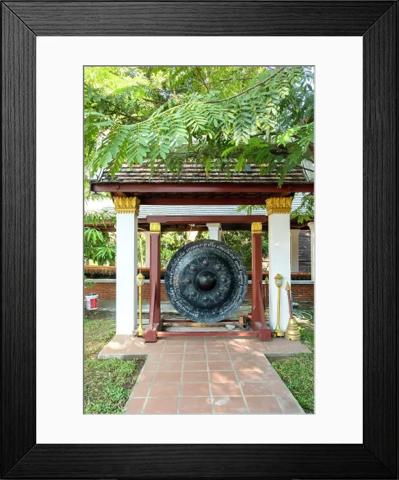 Framed Print : Large gong, Wat Xiengthong, Luang Prabang (ancient capital of Laos on the Mekong river), Laos Framed Print : Large gong, Wat Xiengthong, Luang Prabang (ancient capital of Laos on the Mekong river), Laos